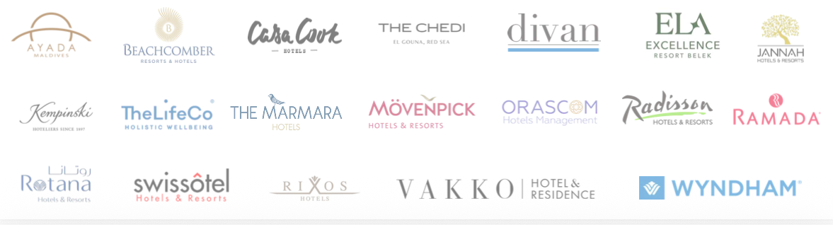 WeBee partner hotels — Ayada, Beachcomber, Casa Cook, Chedi, Divan, Ela, Jannah, Kempinski, TheLifeCo, Marmara, Mövenpick, Orascom, Radisson, Ramada, Rotana, Swissôtel, Rixos, Vakko, Wyndham